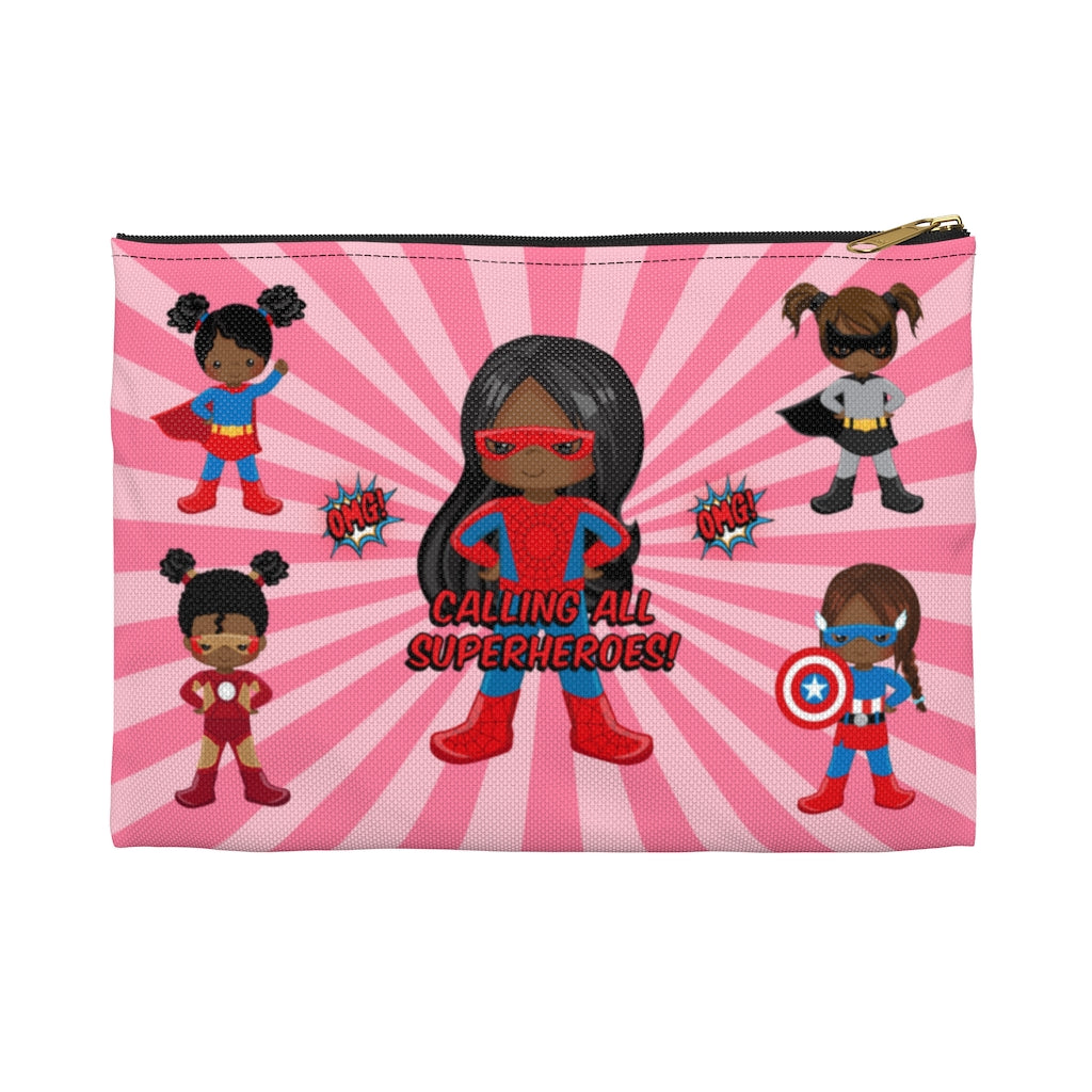 Black Girl Superhero Accessory Pouch (Pink)
