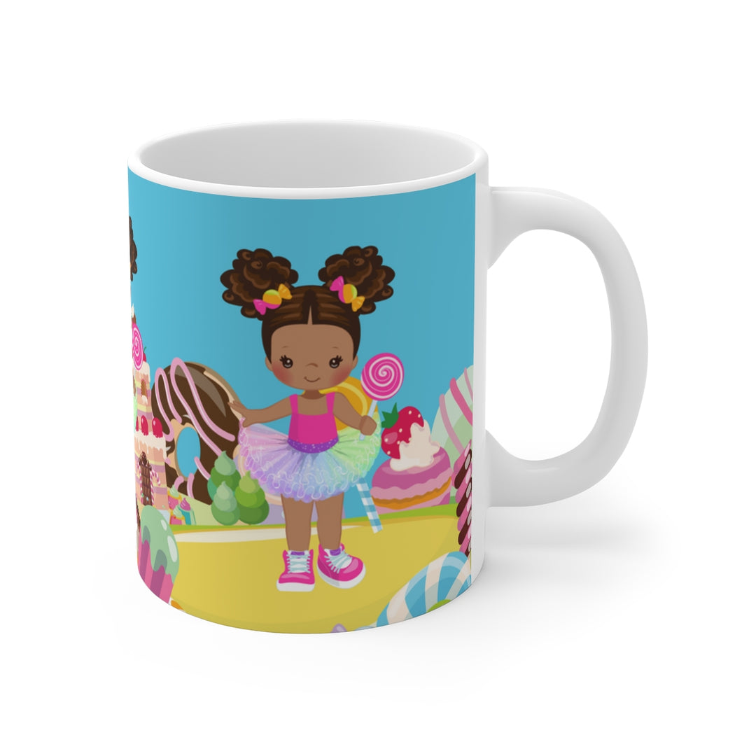 Candy Girl Afro Puff 11oz Mug (Light Brown)