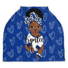 Load image into Gallery viewer, Royal Blue &amp; White Headwrap Personalized Car Seat Cover
