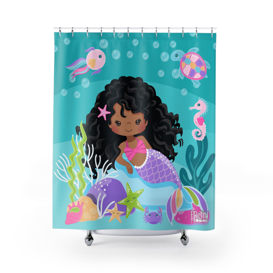 Curly Mermaid Shower Curtain