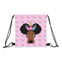 Load image into Gallery viewer, Unicorn Rainbow Puff Girl Drawstring Bag
