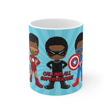 Load image into Gallery viewer, Black Boy Superhero 11oz Mug (Light Blue)
