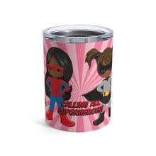 Load image into Gallery viewer, Black Girl Superhero 10oz Tumbler (Pink)
