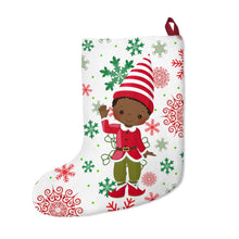 Load image into Gallery viewer, Black Boy Elf Christmas Stocking
