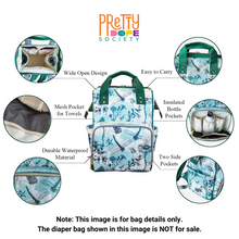 Load image into Gallery viewer, Personalized Gray, Teal, &amp; Purple Basketball Girl Diaper Bag
