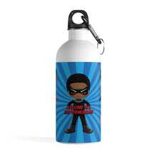 Load image into Gallery viewer, Black Boy Superhero Water Bottle (Dark Blue)
