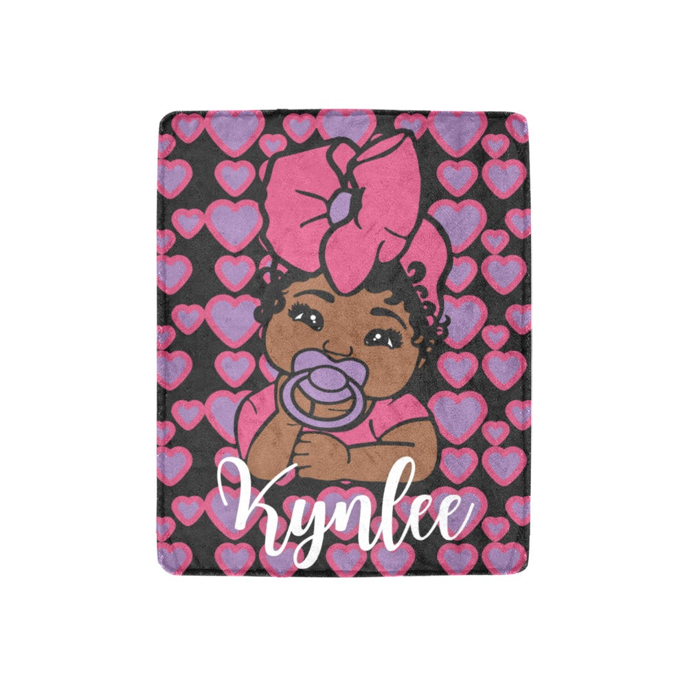Purple and Pink Hearts Baby Girl Personalized Blanket