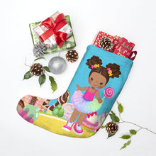 Load image into Gallery viewer, Candy Girl Afro Puff Christmas Stocking (Light Brown)
