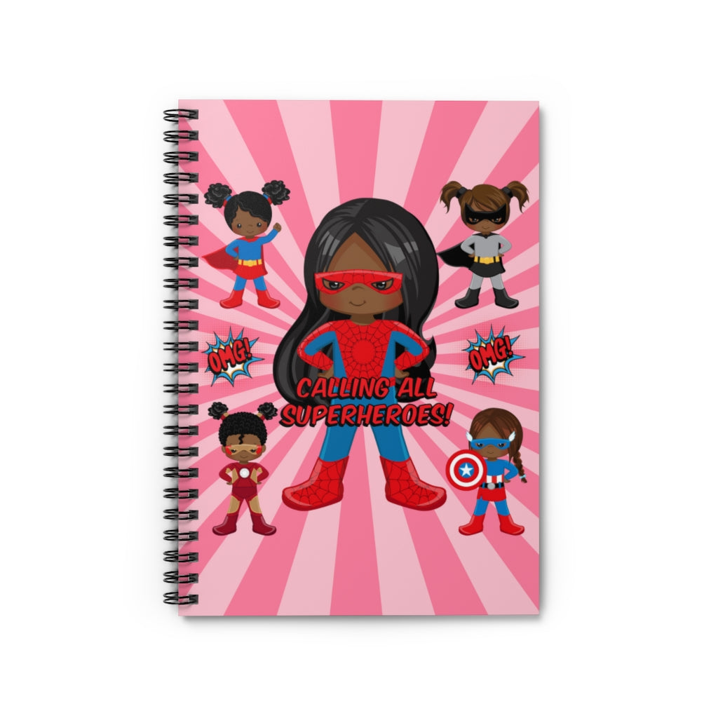 Black Girl Superhero Spiral Notebook (Pink)