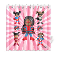 Load image into Gallery viewer, Black Girl Superhero Shower Curtain (Pink)
