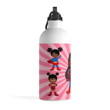 Load image into Gallery viewer, Black Girl Superhero Water Bottle (Pink)
