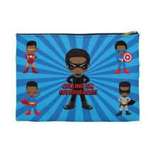 Load image into Gallery viewer, Black Boy Superhero Accessory Pouch (Dark Blue)
