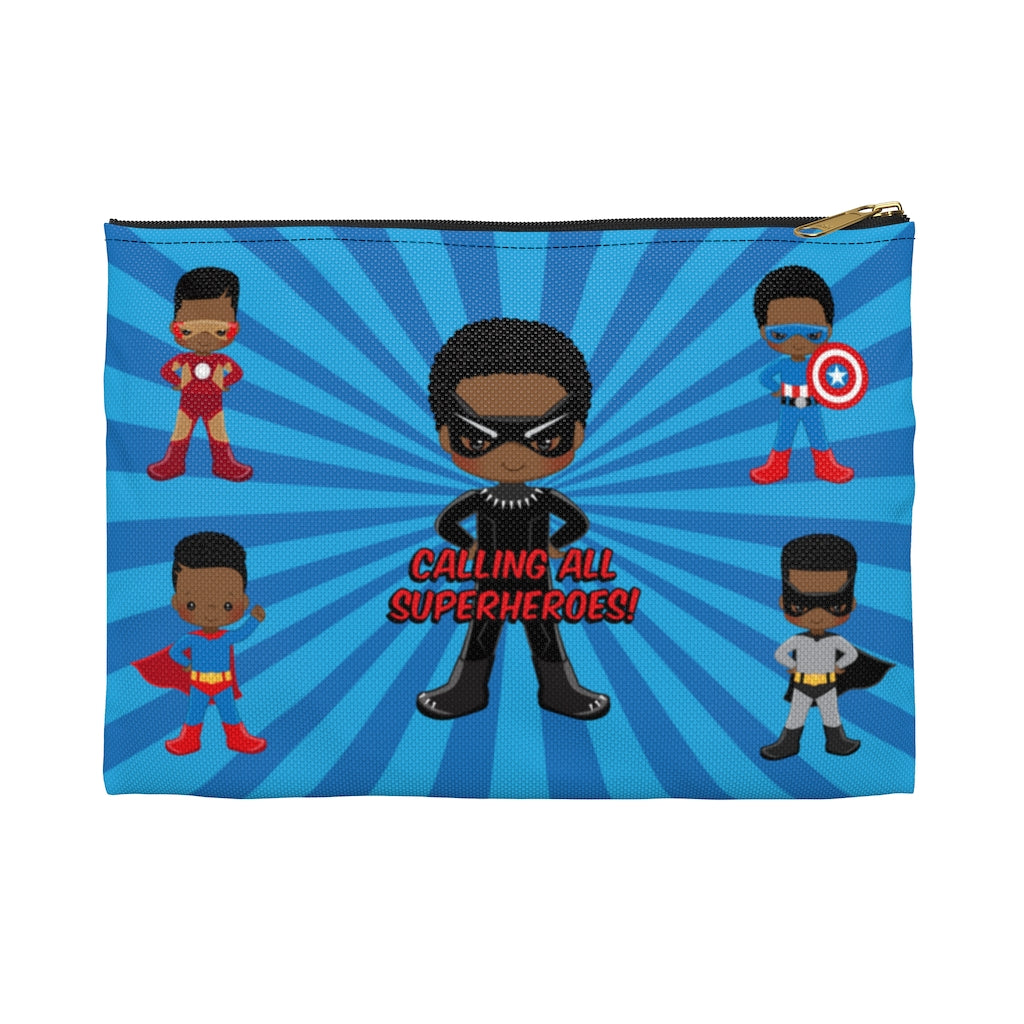 Black Boy Superhero Accessory Pouch (Dark Blue)
