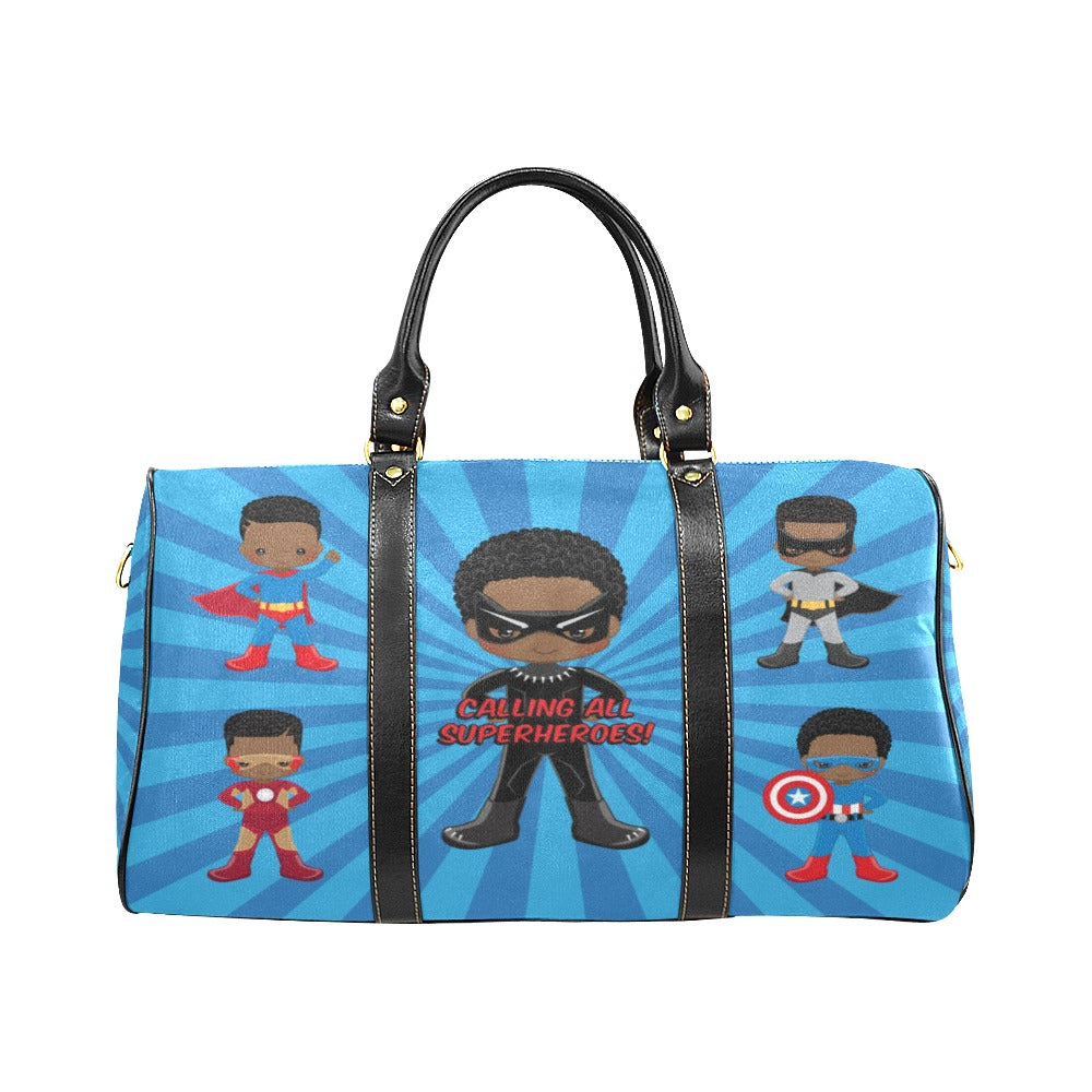 Black Boy Superhero Travel Bag (Dark Blue)