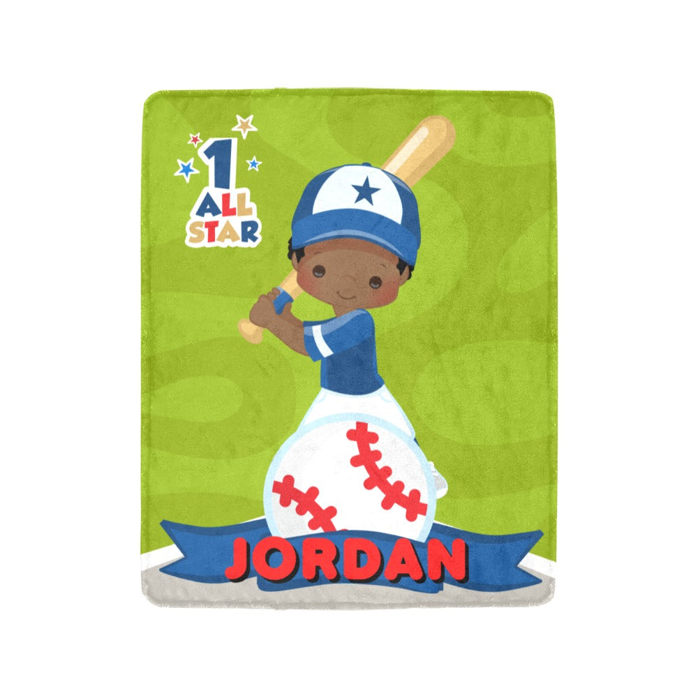 All Star Baseball Boy Personalized Blanket