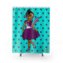 Load image into Gallery viewer, Girls Rule the World Shower Curtain (Blue)
