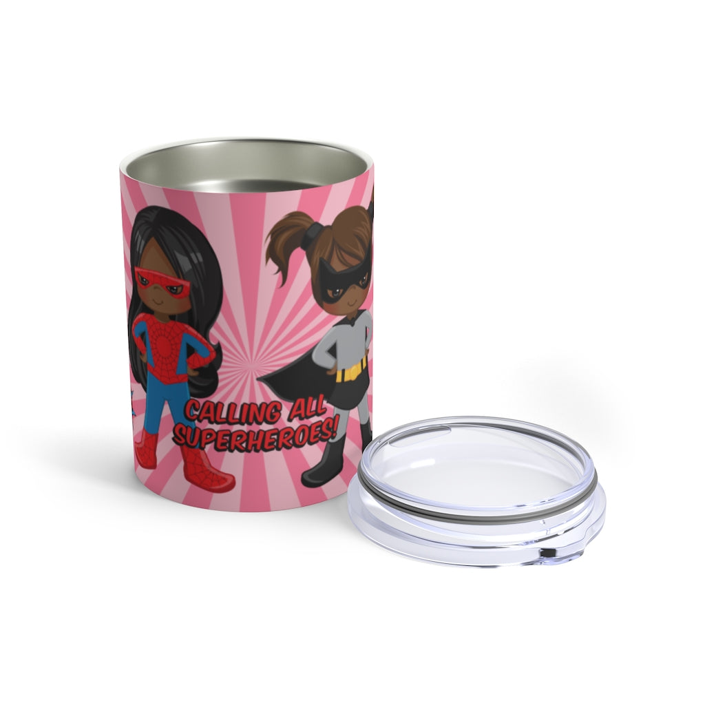 Black Girl Superhero 10oz Tumbler (Pink)