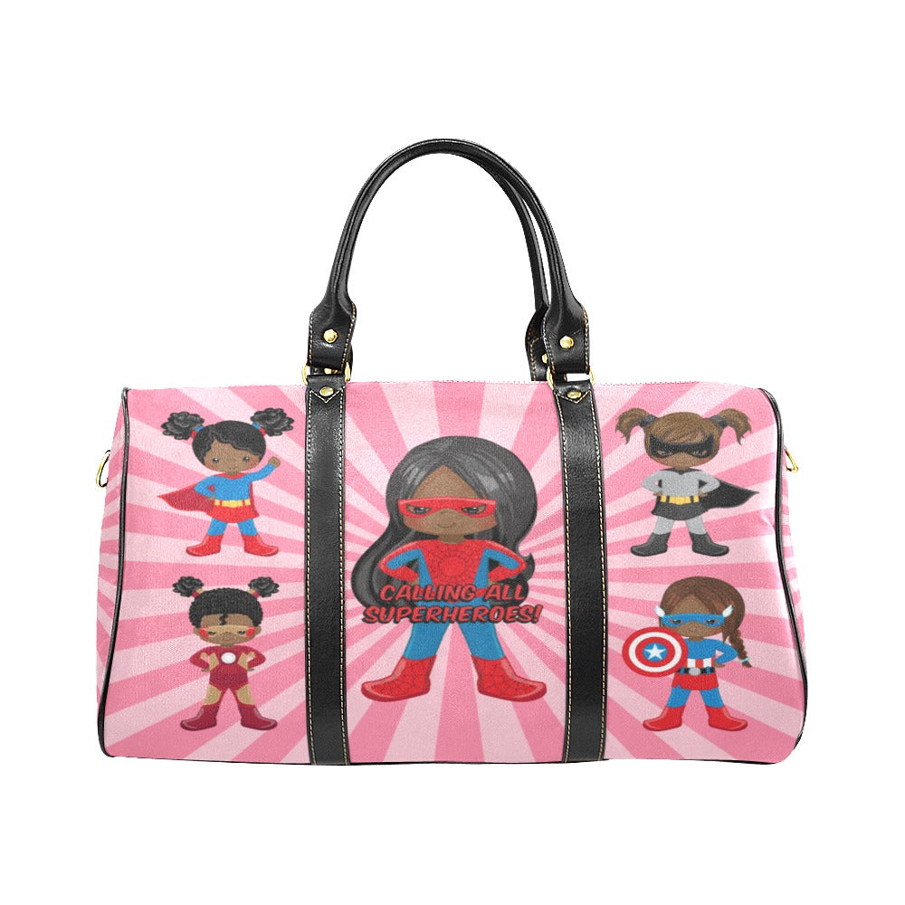 Black Girl Superhero Travel Bag (Pink)