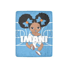 Load image into Gallery viewer, Baby Blue and White Basketball Personalized Baby Girl Blanket
