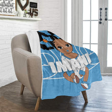 Load image into Gallery viewer, Baby Blue and White Basketball Personalized Baby Girl Blanket
