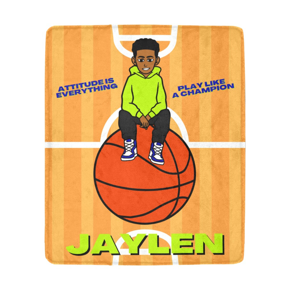 Black Boy Basketball Personalized Blanket