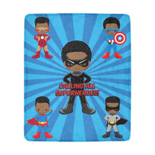 Load image into Gallery viewer, Black Boy Superhero Blanket (Dark Blue)
