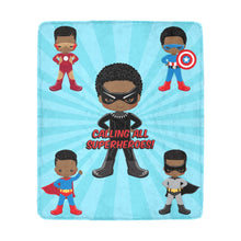 Load image into Gallery viewer, Black Boy Superhero Blanket (Light Blue)

