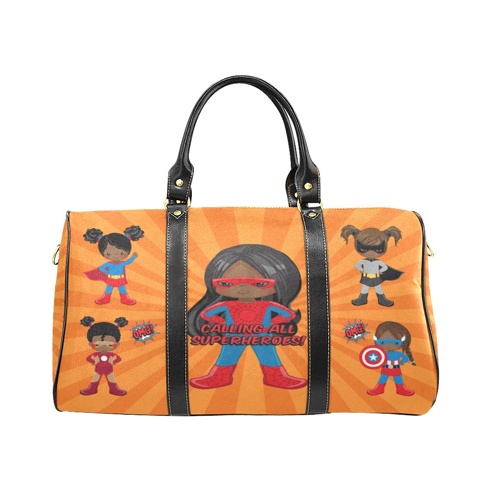 Black Girl Superhero Travel Bag (Orange)