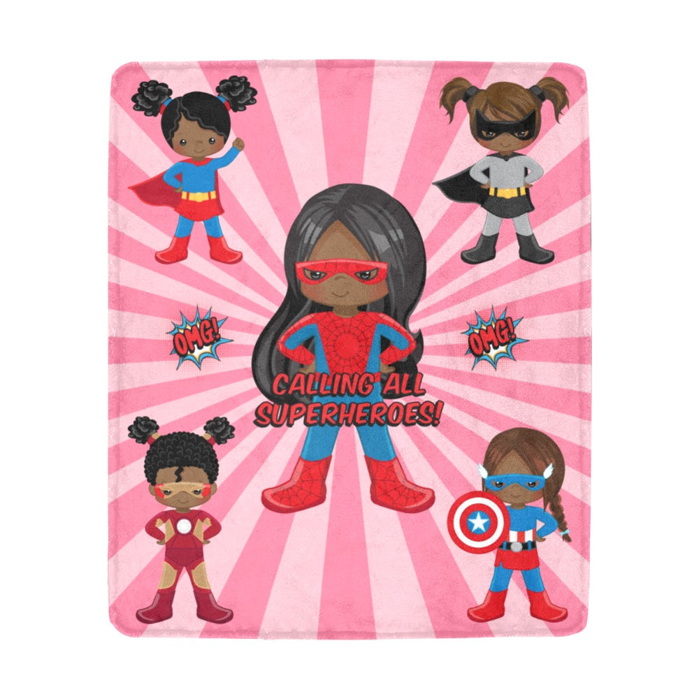 Black Girl Superhero Blanket (Pink)