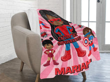Load image into Gallery viewer, Black Girl Superhero Personalized Blanket
