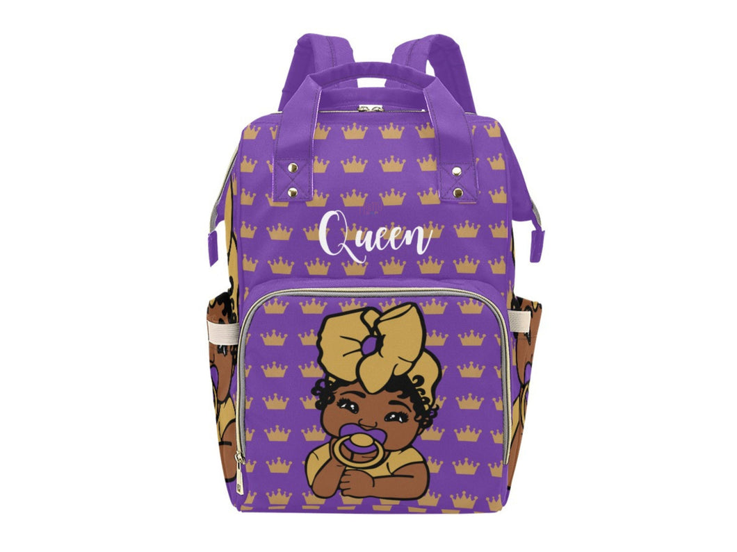 Purple and Gold Crown Queen Diaper Bag