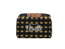 Load image into Gallery viewer, Black and Gold Crown Headwrap Baby Girl Personalized Diaper Bag
