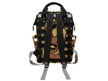 Load image into Gallery viewer, Black and Gold Crown Headwrap Baby Girl Personalized Diaper Bag
