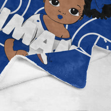 Load image into Gallery viewer, Blue and White Basketball Personalized Baby Girl Blanket
