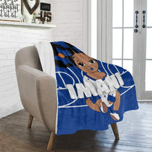 Load image into Gallery viewer, Blue and White Basketball Personalized Baby Girl Blanket
