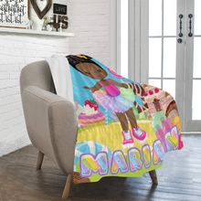 Load image into Gallery viewer, Candy Girl Afro Puff Personalized Blanket
