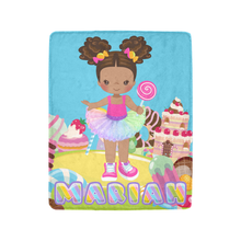 Load image into Gallery viewer, Candy Girl Afro Puff Personalized Blanket
