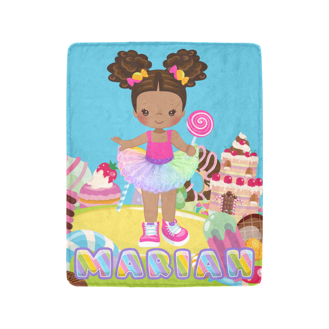 Candy Girl Afro Puff Personalized Blanket