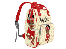 Load image into Gallery viewer, Cream and Crimson Headwrap Baby Girl Personalized Diaper Bag
