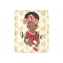 Load image into Gallery viewer, Crimson and Cream Baby Girl Headwrap Personalized Blanket
