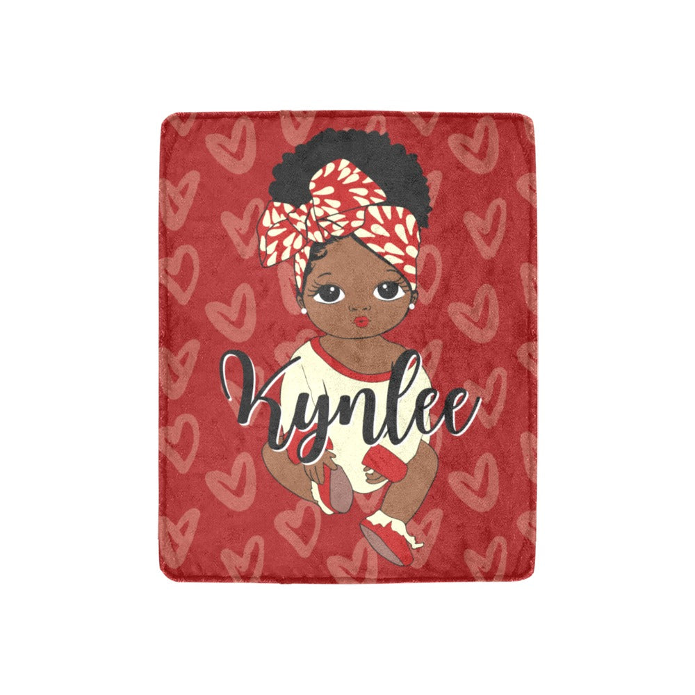 Crimson and Cream Baby Girl Headwrap Personalized Blanket