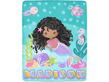 Load image into Gallery viewer, Curly Mermaid Personalized Blanket
