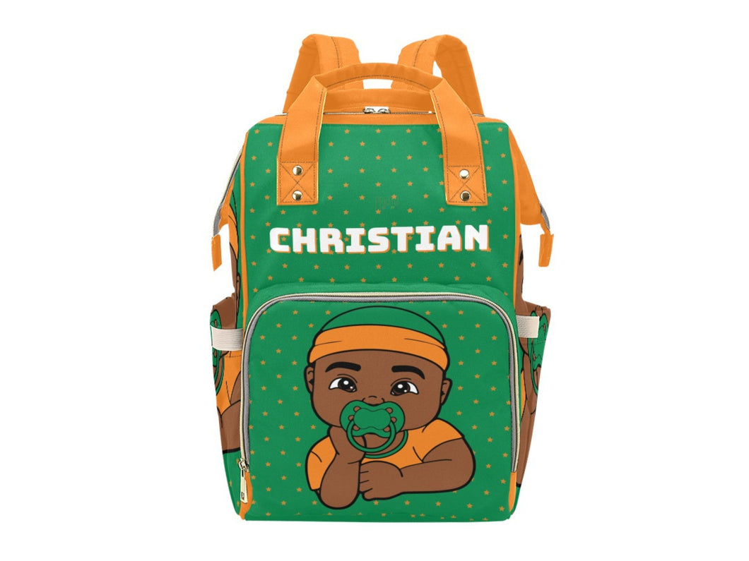 Green and Orange Baby Boy Diaper Bag