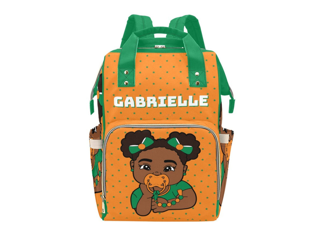 Orange and Green Baby Girl Diaper Bag