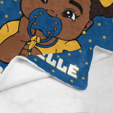 Load image into Gallery viewer, Blue &amp; Gold Baby Girl Blanket
