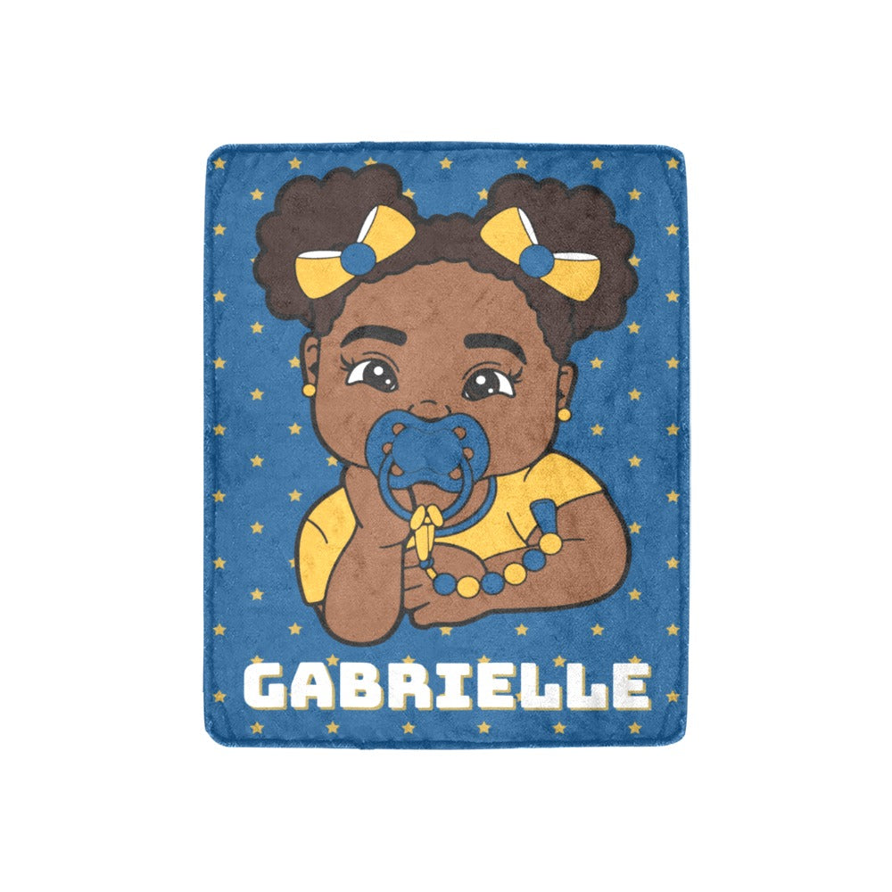 Blue & Gold Baby Girl Blanket