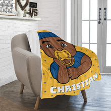 Load image into Gallery viewer, Gold &amp; Blue Baby Boy Blanket
