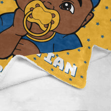 Load image into Gallery viewer, Gold &amp; Blue Baby Boy Blanket

