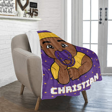 Load image into Gallery viewer, Purple and Gold Baby Boy Blanket
