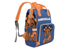 Load image into Gallery viewer, Blue and Orange Baby Girl Diaper Bag
